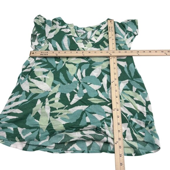 Emily Wonder Women's Green Leaf Print Rayon Top Small - Picture 4 of 5
